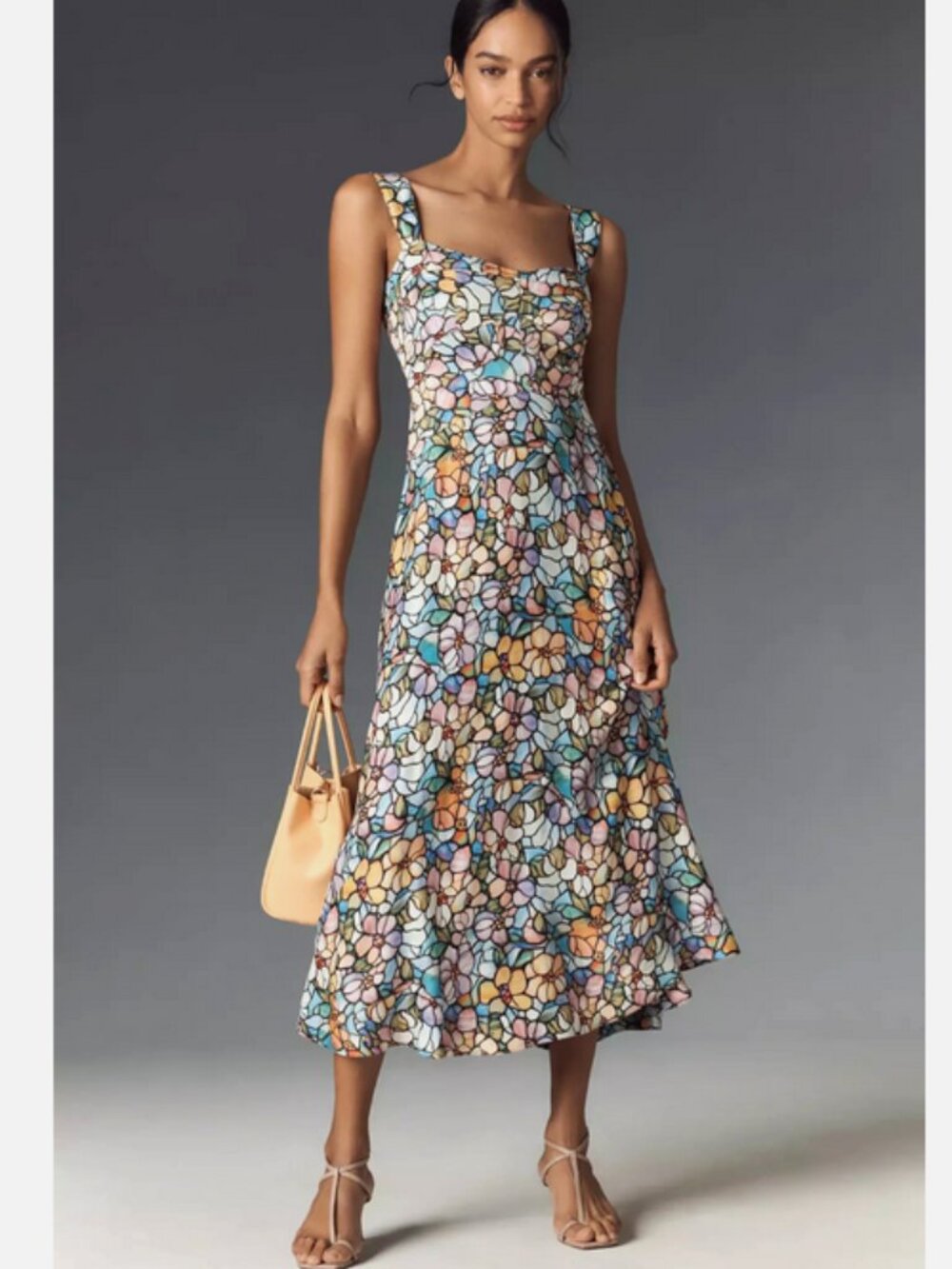 Anthropologie Maeve The Jocelyn Sleeveless Slip Midi Dress Stained Glass XL NWT